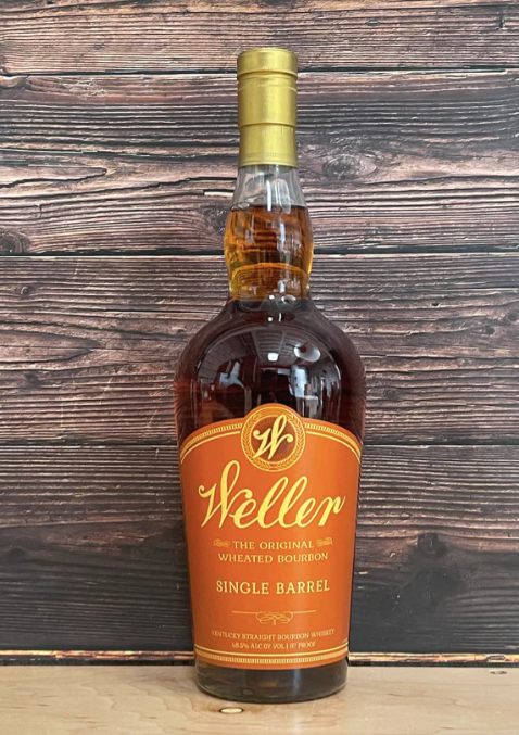 Weller Single Barrel Bourbon 750ml with its iconic orange label, showcasing its premium single-barrel distinction.
